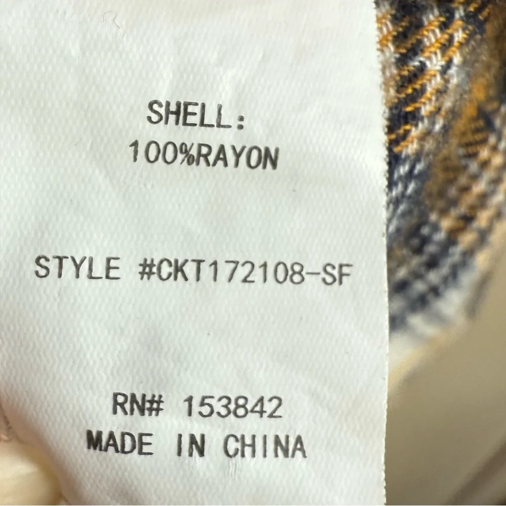 MELLODAY Checkered Flannel Shirt in Mustard and Navy - Picture 3 of 4